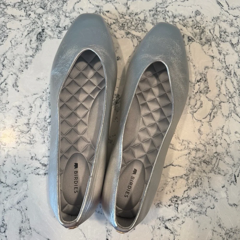 Birdies Silver Women's Flats
